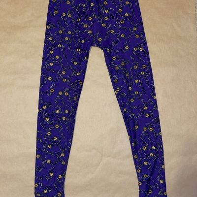 lularoe leggings women's one size purple with floral flower pattern